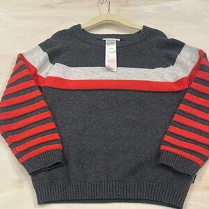 Gray and Red Striped boys Sweater